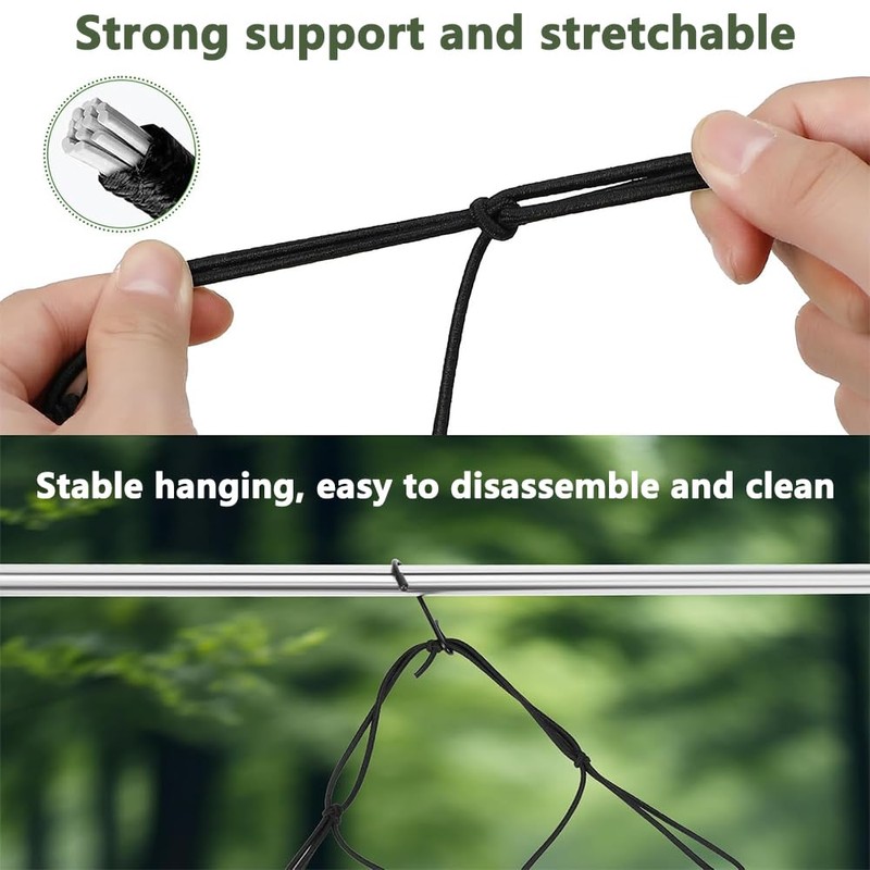 TOMVAES Grow Net, Trellis Netting, Elastic, Black, Square, Plant Support,