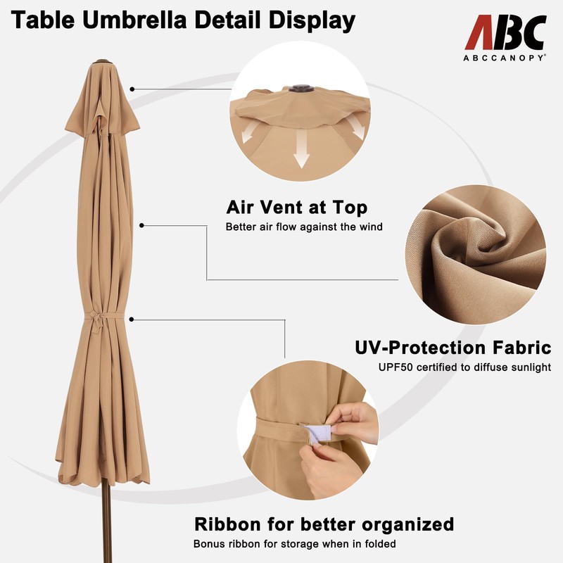 ABCCANOPY Patio Umbrella 9ft, Outdoor Table Umbrella with Push Button