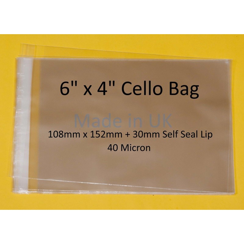 celloexpress 6" x 4" Photograph Cellophane Display Bags Self Seal
