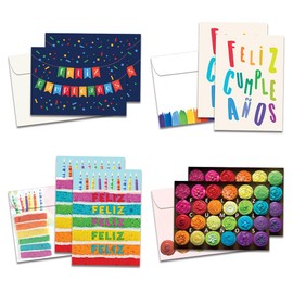 Tree-Free Greetings - Birthday Cards - Artful Designs - 8 Cards + Matching Envelopes - Made in USA - 100% Recycled Paper - 5"x7" - Feliz Cumpleanos (GA64614)