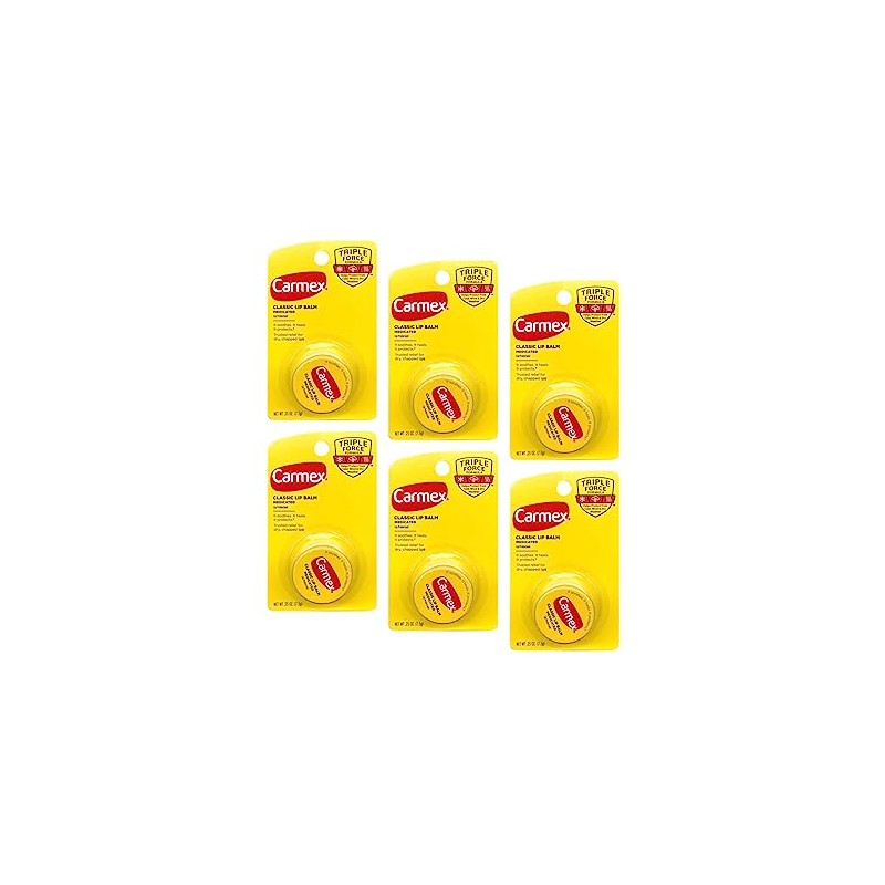 Carmex Bálsamo labial clásico medicado 0.25 oz (paquete de 6)