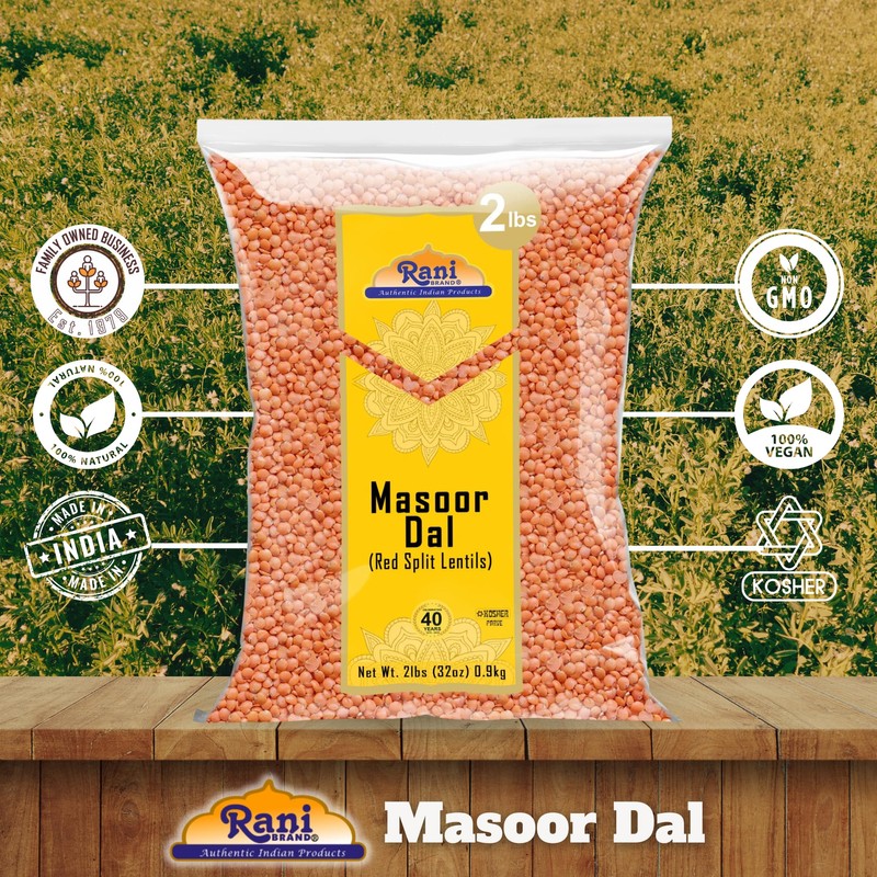 Rani Masoor Dal (Indian Red Lentils) Split Gram, 32oz (2lbs)