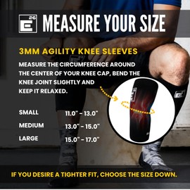 Element 26 Agility Knee Compression Sleeve - 1 Pair (3mm) Compression Knee Sleeve - Knee Support for Working Out - Running & Weight Lifting Knee Sleeves | For Men & Women (Medium, Black)