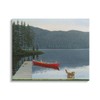 Stupell Industries Docked Row Boat Lake Forest Landscape Pet Dogs,