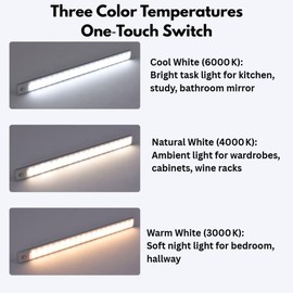 Motion Sensor LED Wardrobe Light Bright Rechargeable Under Counter Lights for Home, USB Type C Indoor Motion Sensor Light for Bedroom, Closet, Aluminum Alloy Design, 20/30/40cm (11.8 in/ 30cm)