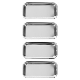VILLCASE 4 Paquete Bandeja Médica de Acero Inoxidable Instrumentos de Laboratorio Bandejas de Metal Organizador de Baño