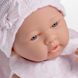 Real Girl Baby Doll 15" | Anatomically Correct | JC Toys - La Newborn | Made in Spain | Pink Knit Outfit & Accessories | Ages 2+