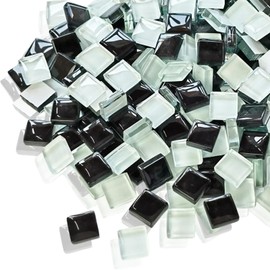 TOMOTHY Mosaic Tile, 0.4 inch (10 mm), 7.1 oz (200 g), Decorative Tile, Glass Tile, Handmade, Tile Crafts, Summer Vacation, Crafts, 0.4 inches (1 cm), Black, White