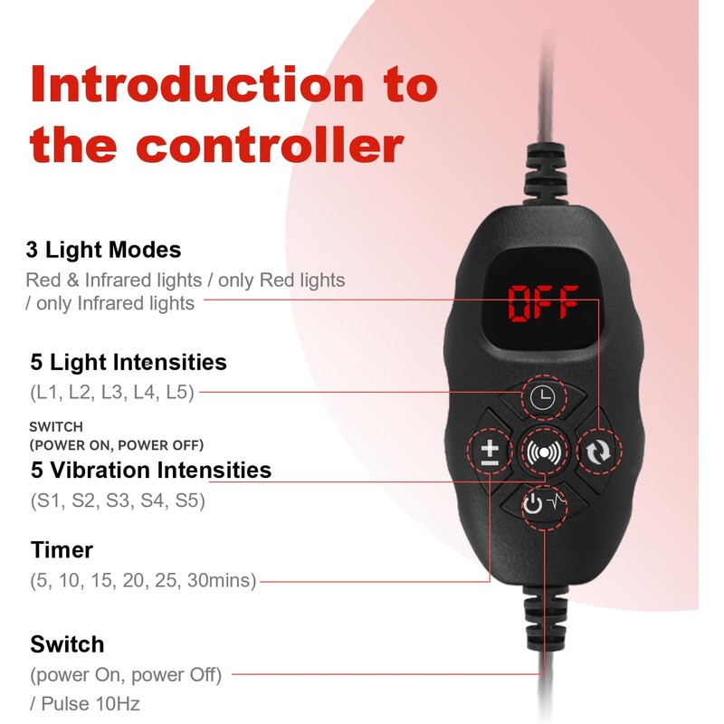 Cinturón de luz roja con 5 niveles de vibración, 120