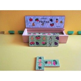 Domino Dominó Frutas Madera , Educativo, Didáctico