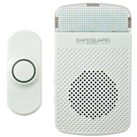 Plug In Doorbell - Safeguard Supply Dependable 3/4 Mile Long Range Wireless Doorbell - Adjustable Volume to 90dB- Deaf & Hearing Impaired Doorbell Mode Flashing Strobe Light