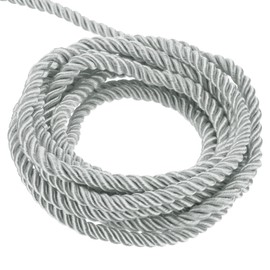 MECCANIXITY Twisted Cord Trim, 11 Yard 3mm 3-Ply Twine Braided Rope Shiny Thread String for Craft Gift Bag Curtain Christmas Decor, Silver - 10m