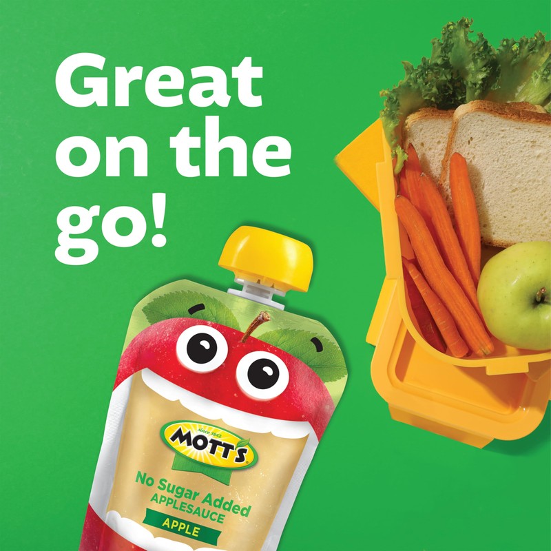 Mott's No Sugar Added Applesauce, 3.2 oz clear pouches, 18