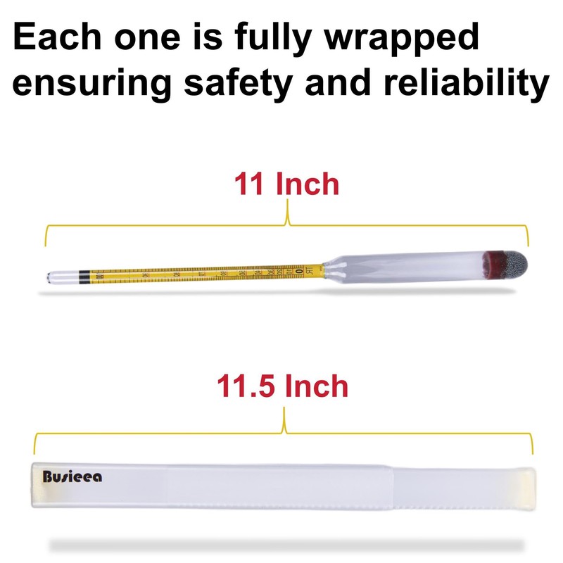 Busieea 5Pcs Hydrometer Alcohol 0-200 Proof Tralle - Accurate, Easy-to-Use