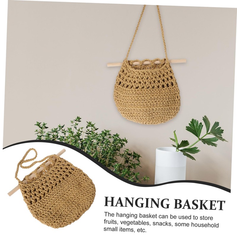 Levemolo Hanging Vegetable Basket Bohemia Style Woven Basket Wall Hanging