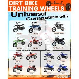 IUVWISN Dirt Bike Training Wheels 49cc 50cc Universal for Razor MX125 MX350 MX400 PW50 TTR50 CRF50 XR50 Z50 Z50R DirtBike Height Adjustable Sturdy Durable Heavy-Duty Build