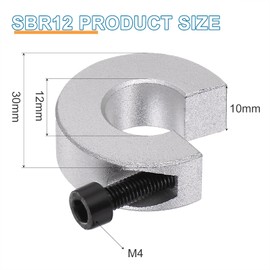 SBR12 Linear Rails Stop Lock Ring, SBR12 Linear Rail Stopper, Linear Rail Stopper, Linear Rail CNC Parts Tool Shaft Limit Mounting Ring, Aluminium Alloy, Pack of 4