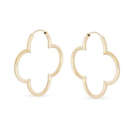 Flower thin endless clover earrings for women for teenagers rose by 14K gold plated sterling silver 925, Silver