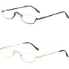 REAVEE 2 Pack Retro Designer Half Moon Reading Glasses Women