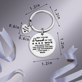 PLwelth Coworker Leaving Gifts for Women Thank You Keychain Going Away Farewell Goodbye Retirement Appreciation Gift for Female Men, Proud Work B Colleague keychain, 大号