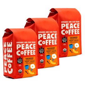 Peace Coffee Birchwood Breakfast Blend Medium Roast, Organic Fair Trade Coffee, Ground 3 pack