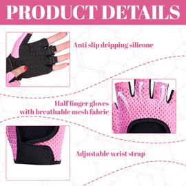 Nuqin Gym Gloves Women,2PCS Weight Lifting Gloves,Weightlifting Gloves for Women,Adjustable Breathable Gym Gloves with Wrist Support Training Exercise Fitness Cycling - Pink M