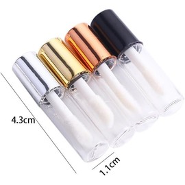 Leere Lippenstift-Flasche, glänzend, mit Kappe, Kosmetik-Probenbehälter, Lipgloss-Behälter, nachfüllbar, 1,2 ml, transparent, rund, 10 Stück