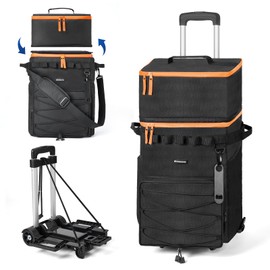 Odoland 72 Cans Soft Cooler with Wheels and Handle Collapsible Ice Chest Rolling Coolers on Wheels for Beach Camping Travel and Picnic