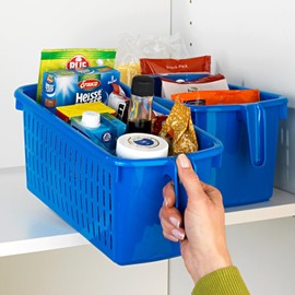 3 PAGEN® - Storage Box with Plastic Handle - Durable Fridge Organiser with Versatile Uses - 32.5 x 15.5 x 13.8 cm - Blue - Kitchen Organiser - Pack of 1