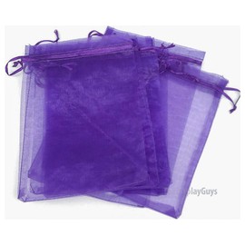 TheDisplayGuys 100-Pack 4x6 Purple Sheer Organza Gift Bags with Drawstring, Jewelry Candy Treat Wedding Party Favors Mesh Pouch