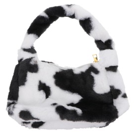 BESPORTBLE Chic Plush Shoulder Bag for Women Stylish Underarm Purse with Zipper Durable Plush Material Handbag for Everyday Use for Birthdays and Holidays Random Color