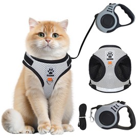 YYAQZD Cat Harness with Lead, Escape Proof, Cat Harness Set, Escape Proof for Cats, Dogs with 5 m / 16.4 Feet Cat Lead, Adjustable Cat Vest (M)