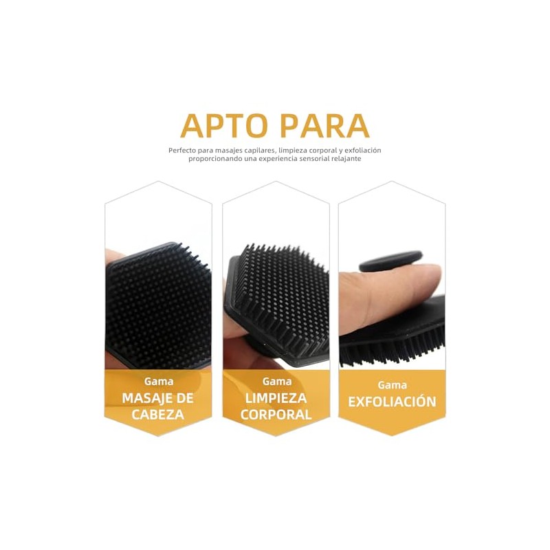 Set de 4 Cepillos Corporales de Silicona para Baño:Cepillo de