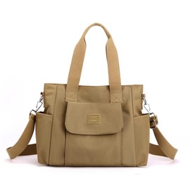 Women's Tote Purses Multi-pocket Shoulder Crossbody Bag Light Large Handbags for Work Travel Shopping khaki-1