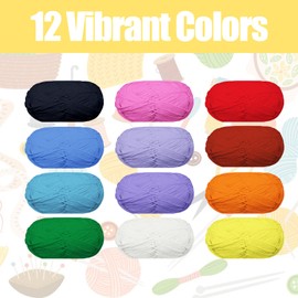 SUNTQ 12x20g Acrylic Yarn for Crocheting, 480 Yards Assorted Colors Yarn Bulk Mini Skeins Crochet Kit for Beginners, Soft Knitting Yarn Multicolor Yarn Set for Crochet & Knitting & Art Project