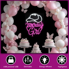 NXYX Birthday Girl Neon Pink Birthday Girl LED Light Western Cowboy Cowgirl Birthday Party Decorations Birthday Party Supplies Horse Birthday Party Favors