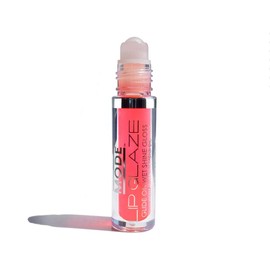 MODE Lip Glaze Strawberry Banana Flavored Lip Gloss, Roll On Wet Shine, Hydrating Moisturizing Sweet Almond, Areni Noir, Wild Rose Natural Skincare Fruit Oils - Vegan, No Cruelty, NY Made, 4ml