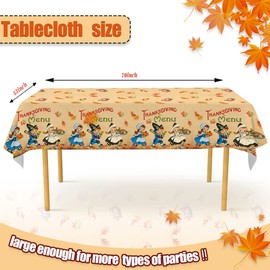 3 PCS Thanksgiving Fall Tablecloth Vintage Autumn Pumpkin Maple Leaves Disposable Plastic Thanksgiving Table Cover for Fall Harvest Party Supplies