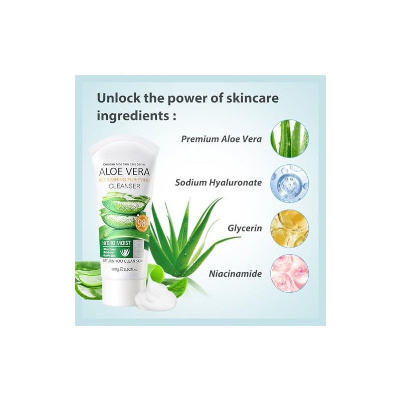 Set De 2 Limpiadores Faciales Con Aloe Vera, Espuma Hidratante