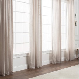 Chanasya 2-Panel Soft Textured Semi Sheer Curtains for Window Living Room Bedroom Kitchen Patio Office - Natural Light Filtering Privacy Window Treatment Drapes - 52 x 84 Inches Long - Beige