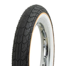 Tire 12 1/2" x 2 1/4" Slick White Wall TIRE W/Yellow Line, for Lowrider Kids Bikes Bicycles