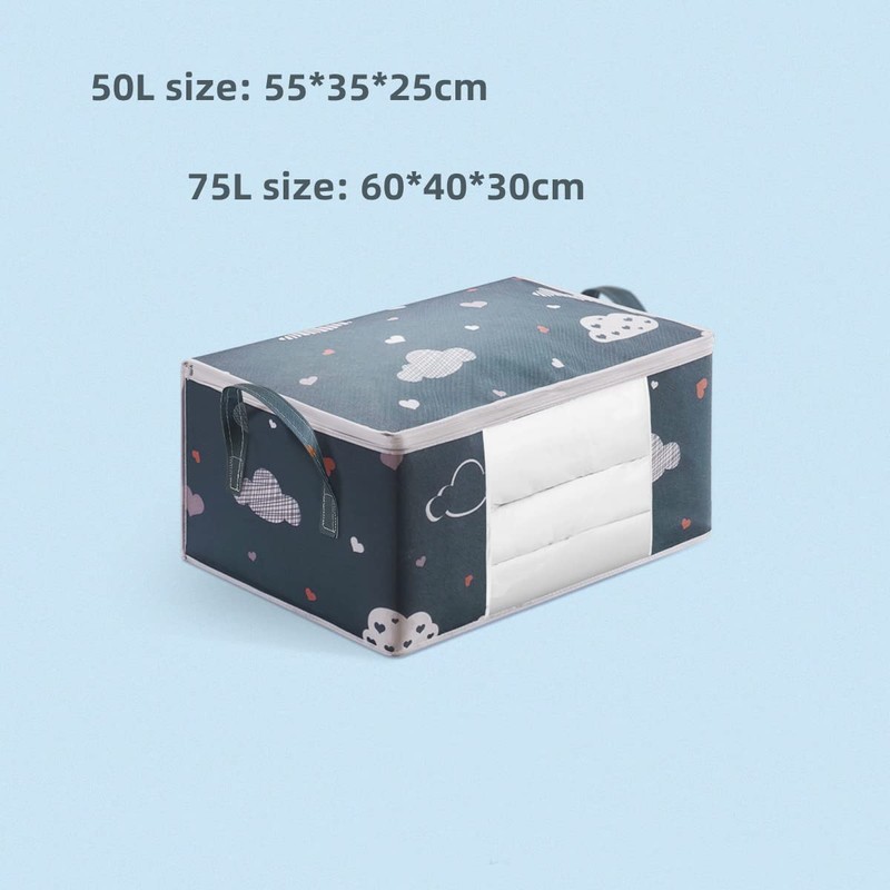 2 in 1 Large Clothes Storage Bag, 50L/75L Underbed Quilt