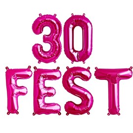 30FEST ™ PINK 30th BIRTHDAY PARTY 16" FOIL BALLOONS - 30 FEST BALLOONS, 30th Birthday Balloons - (PINK)