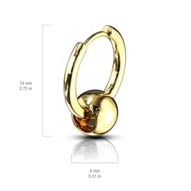 20GA 316L Stainless Steel Faux Captive Bead Hinged Hoop Earrings, Sold as a Pair, Metal, No Gemstone