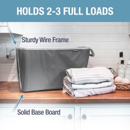 CleverMade Collapsible Laundry Basket 2 Pack – 60L (16 Gal) Foldable Clothes Hamper with Reinforced Handles, Space Saving Fabric Laundry Bin, Holds 55 lbs, Flat Folding for Dorm, Apartment & RV - Charcoal