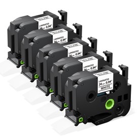 Labelife Label Maker Tape TZe-251 Compatible with Brother P Touch Label Tape 24mm 1 Inch TZe TZ Tape 24mm 0.94 Laminated White TZe251 for Brother PT-D600 PT-D610BT PT-P710BT PT-P700 PT- P910BT, 5-Pack