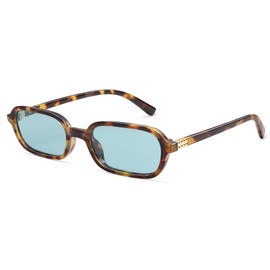 Appassal Retro Rectangular Sunglasses for Women Vintage Fashion Trendy Funny Small 90s Square Sunnies 2025 AP3698, C5 Yellow Tortoise/Blue, Small