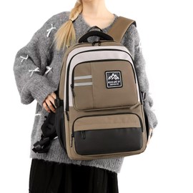 Clufar Backpack Men's Travel Causal School Backpack Teenager 16.3 Inch Laptop School Bag Boys Lightweight School Bag Waterproof Daypack for College School Work, khaki