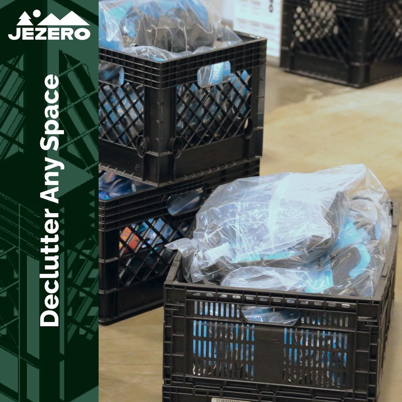 JEZERO Large Collapsible Plastic Storage Crate – Stackable Utility Bin