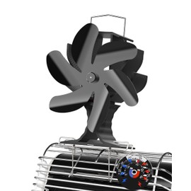 Stove Fa Wood Stove Fan Heat Powered 6-Blade Fireplace Fan Bracket Heater Fan with Magnetic Thermometer Wood Stove Accessories Fireplace Fan for Pellet Gas Wood Stove